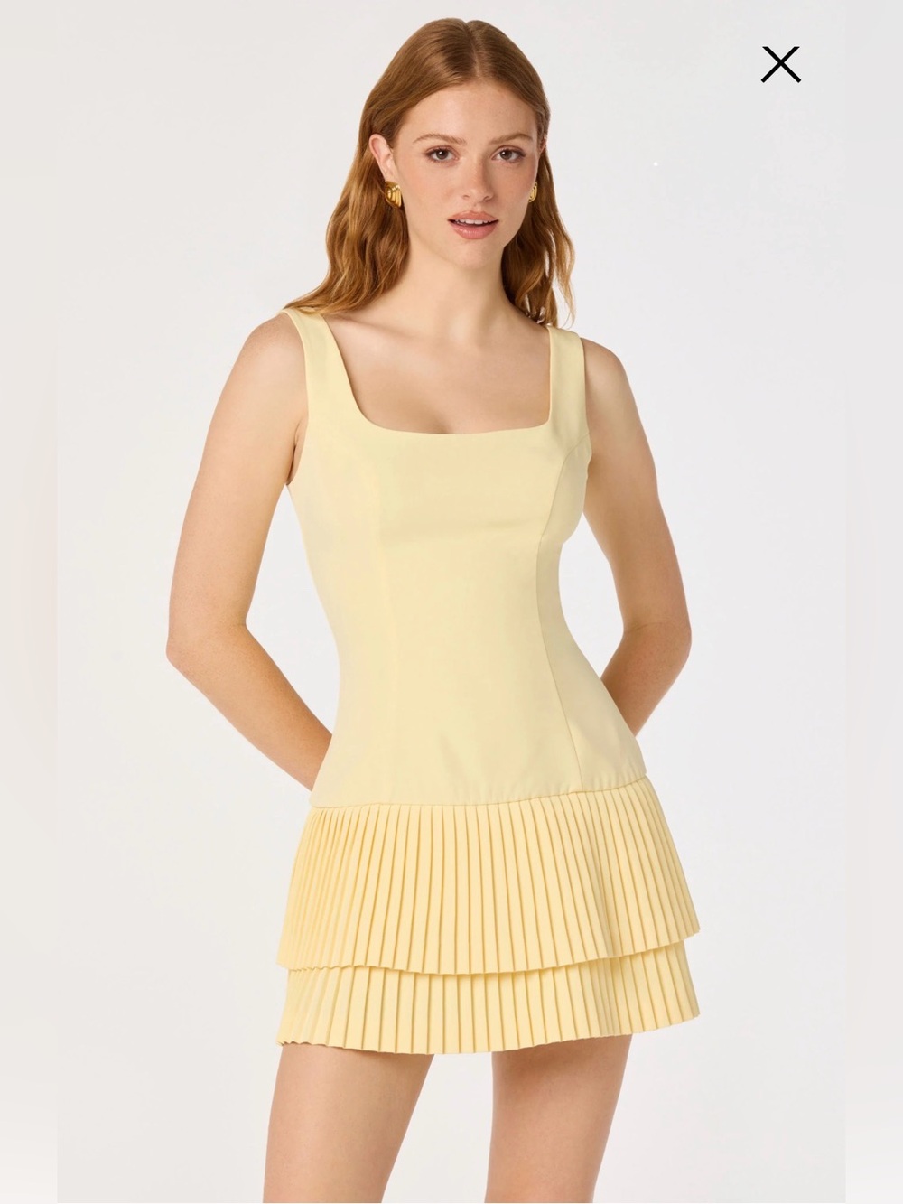 ASTR Yellow Jadah Layered Pleated Mini Dress